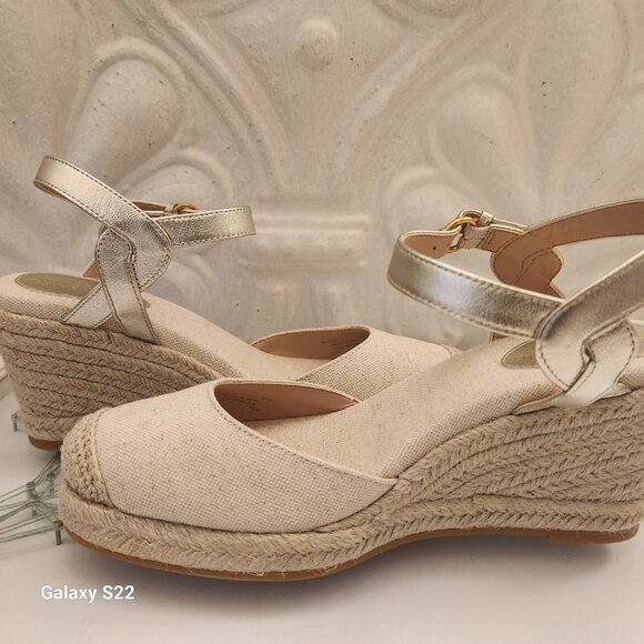 Cole Haan CF Espadrille Wedges. Natural linen/gold. NIB. Size 8.5 - Picture 5 of 10